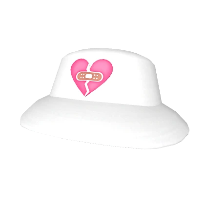 Sad Girl White Broken Heart Bandaid Hat