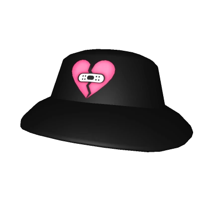 Sad Girl Black Broken Heart Bandaid Hat Black