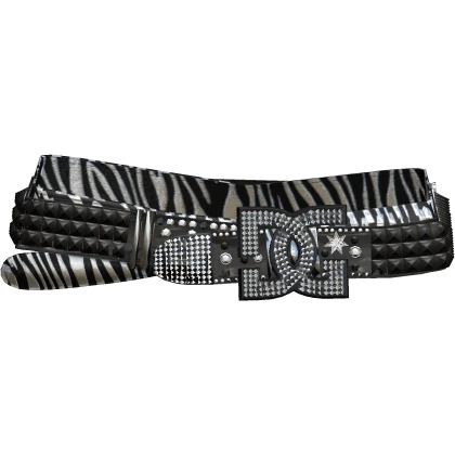 Y2K DC Scene Rhinestone Black Zebra McBling Belt