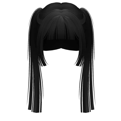 straight hime doll pigtails (black)