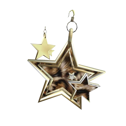 Leopard Gold Star Earrings Y2k Iconic Mc-Bling