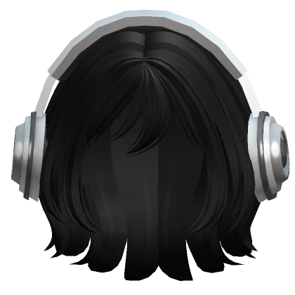 Cute Short Bob Hair with Headphones (Black)