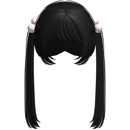 ♡ : kawaii long black bobble pigtails