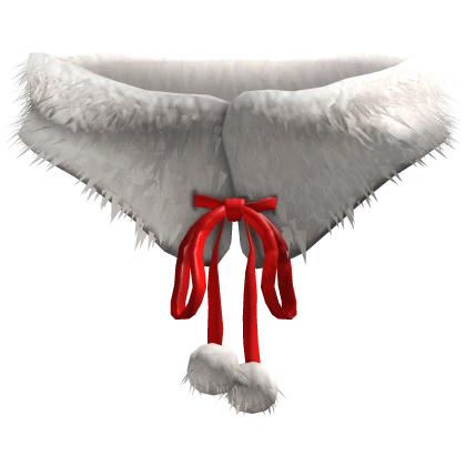 White Christmas Red Ribbon Neck Fur Wrap