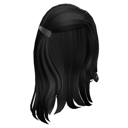 Black Retro Popstar Swoop Clipped Long Hair