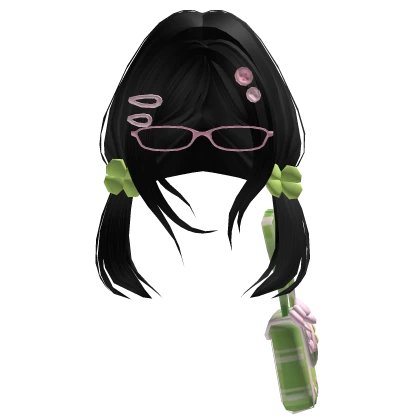 igari mori kei glasses & bag w black pigtails 3.0