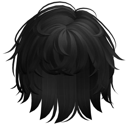 Spiky Fluffy Anime Messy Boy Hair in Black