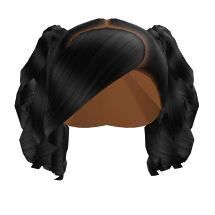 Cute Pigtails w/ Curly Bangs (Black)