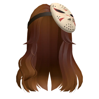 Halloween Brown Hair with Jason Mask