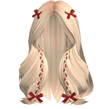 Christmas Braided Long Hair w/ Bows in Blonde