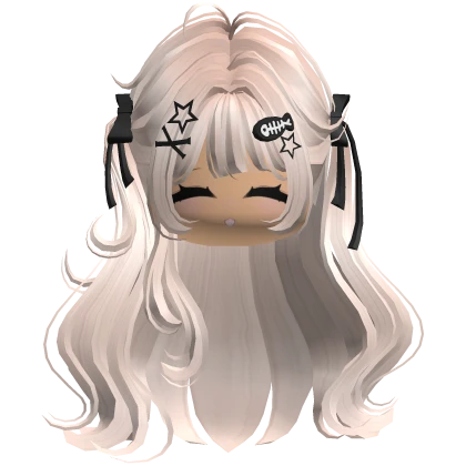 ♡ Cute Girl Pigtails w/ Hairclips & Face (Beige)