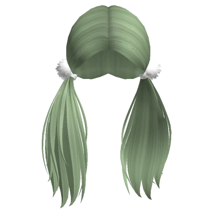 Deluxe Pompom Pigtails in Sage Green