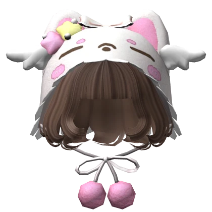 Short Swirly Bangs w/ Cute Cap Tie-Knot in Brown