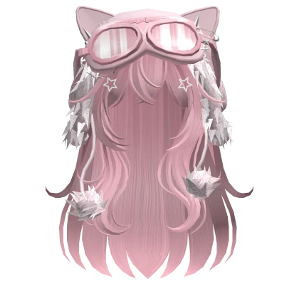 Pink Anime cat hair w/ kitty goggles