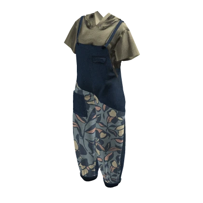 y2k oversized overalls | blue & beige