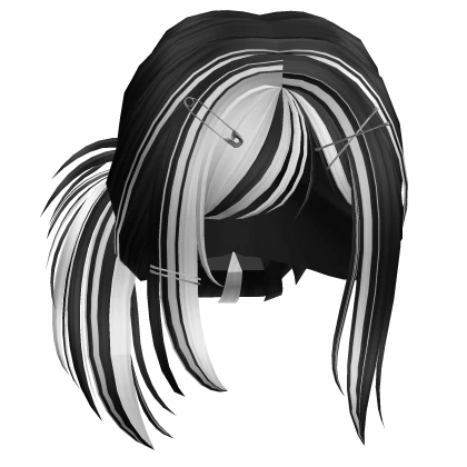 Y2k Messy Spikey Bun w Hair Clips (Black & White)