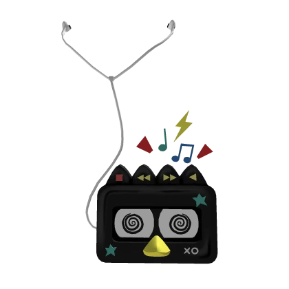 Emo skater penguin y2k edgy cassette w earbuds