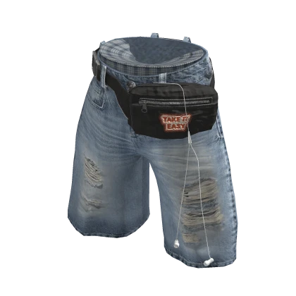 π Distressed Bermuda Denim Shorts_Light Blue