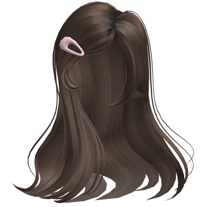 ♡ Straight Silky Flowy Hair Pink Clip in Brown