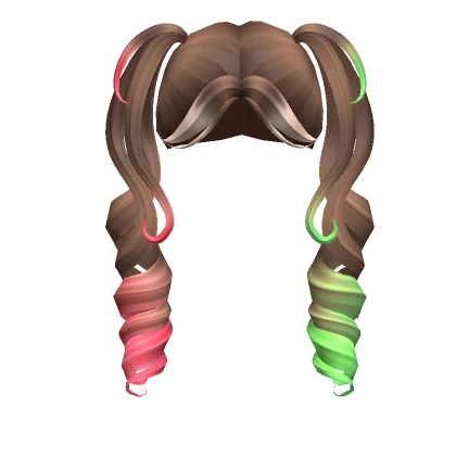 🍉Bella's Spiral Curl Pigtails in Watermelon