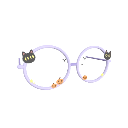 Cute Cat Halloween Rimmed Glasses Pastel Purple