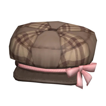 igari mori kei bow beret brown plaid patches