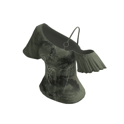 Y2K Cross Sage OffShoulder Top