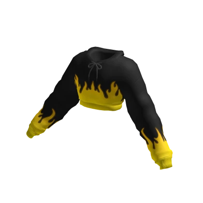 🔥Oversized Flames Cropped Y2K Hoodie - Yellow