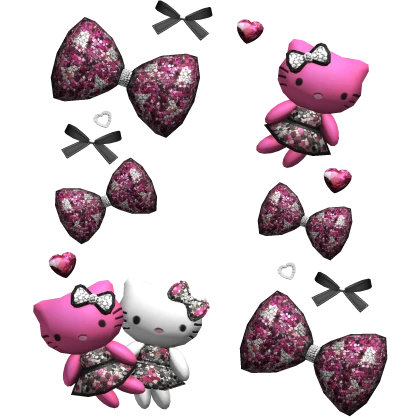 Scene Pink Kitty Plushies Aura Charms Bows Gyaru