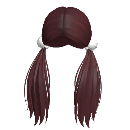 Cheerful Pompom Pigtails in Maroon