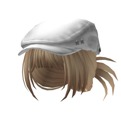 🍀Y2K Beret Spikey Bun (White & Blonde)