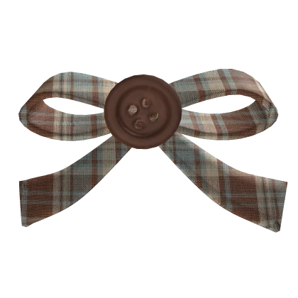 brown and blue plaid bow with brown button