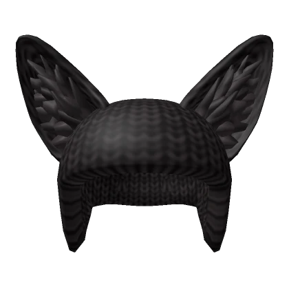 Black Knit Fox Hat