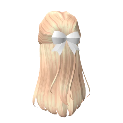 Classy Half Up Hair in Blonde + Ribbon (White)