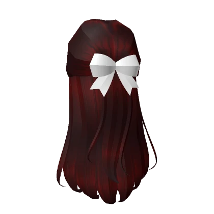 Classy Half Up Hair in Red + Ribbon (White)