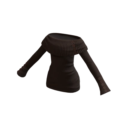 Sweater Brown Crop Off Shoulder Knitted Warm Y2K