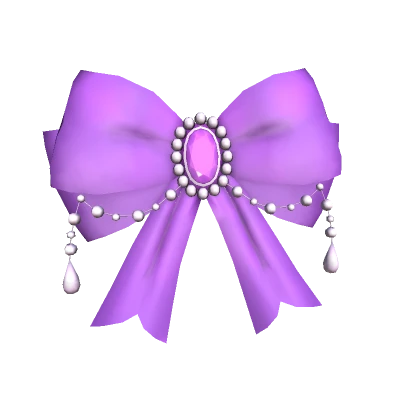 Y2K Satin Pearl Beaded Bow in Purple