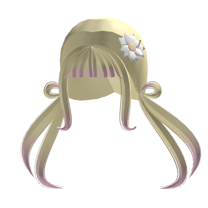 Pastel cream hair with cute twirls & floral charm