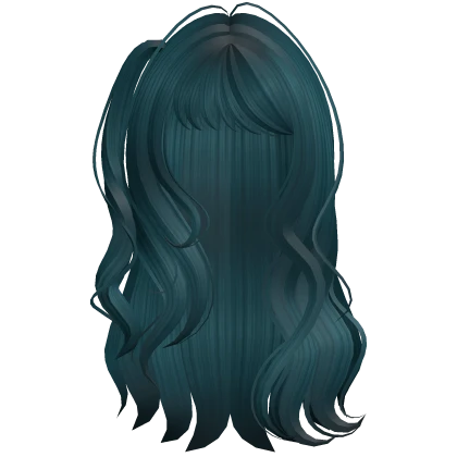 long half side pigtails shoujo hairstyle dark teal