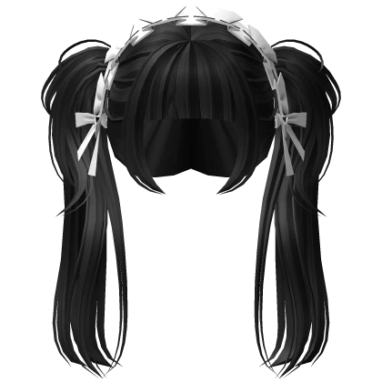 Messy Punk Pigtails w/ Lace Headband (Black)