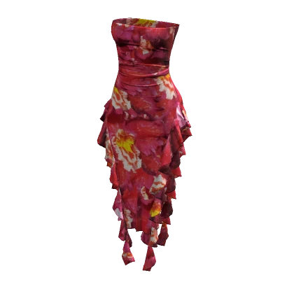 ruffle red floral dress