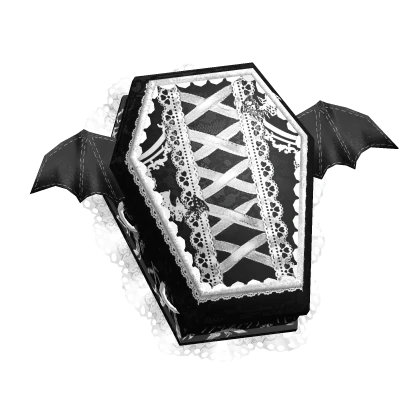 lolita vampire coffin headpiece w lace black white