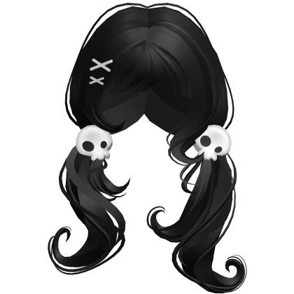 ♡ halloween emo skull pigtails (black)
