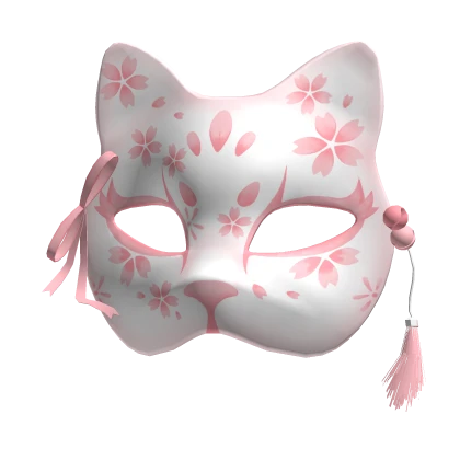 Pink Kitsune Fox Head Face Cute Cat Mask w Bow