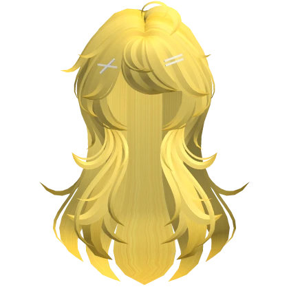 Yellow Messy Hair w White Hairclips