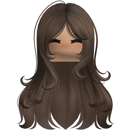 Brown Long Shoujo Girl Curls w/ Cute Blush Face