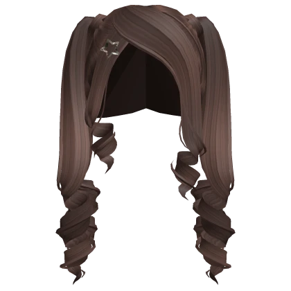 Y2k gyaru princess curly pigtails in Brown