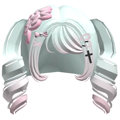 pastel goth kawaii zombie swirls w clips (cyan)