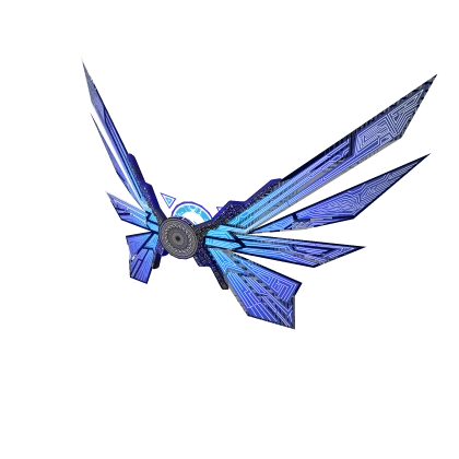 Glitching Blue Ancient Circuit Line Mecha Wings