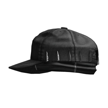 Distressed Black Bullet Hat w/ Skull Cap